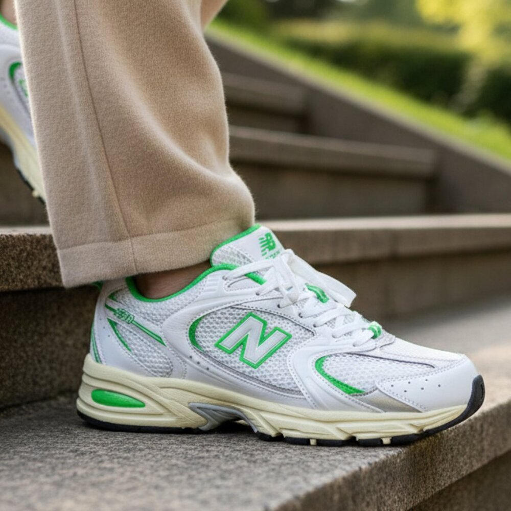 New Balance 530 Unisex Women 8  / Men 6.5 Casual Sneakers Shoe White Palm Leaf